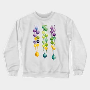 Hanging Mardi Gras Beads in Gold, Green and Purple Crewneck Sweatshirt